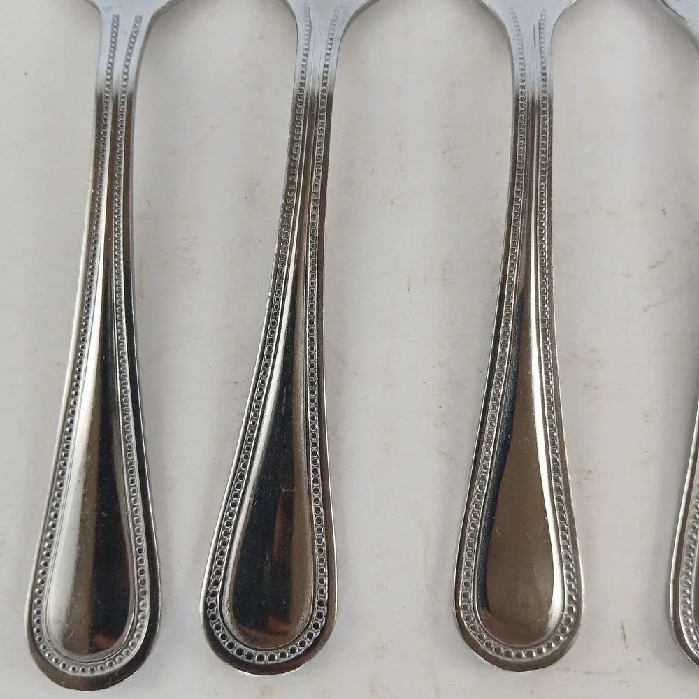 Gibson BEADED Stainless Flatware - Set of 6 Place Oval Soup Spoon 7 1/4